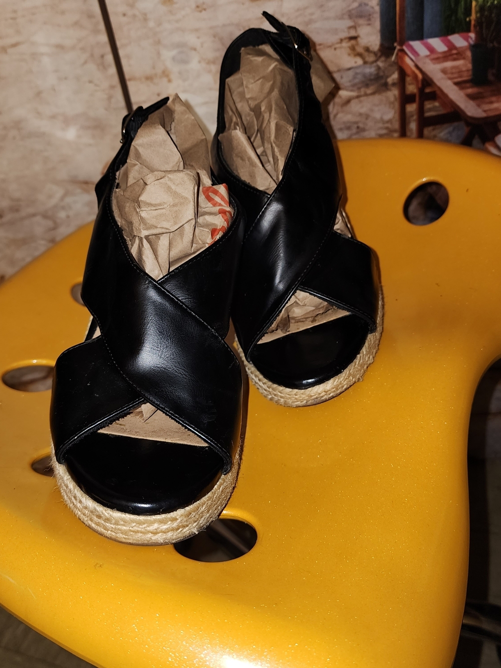 American Eagle Women's Black Espadrille Wedge Sandals - Picture 3 of 7